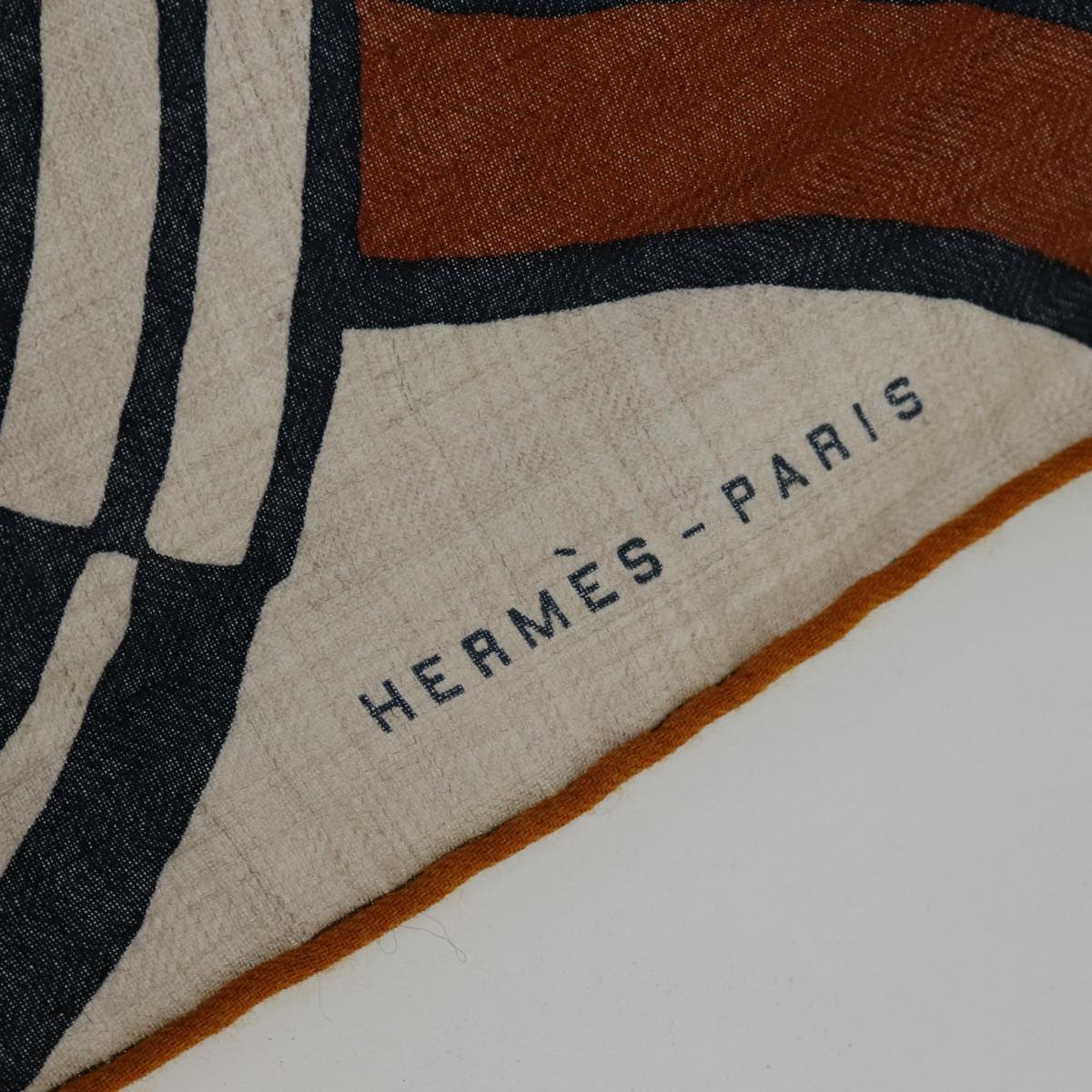 HERMES Schwalbeig Triangle Geant Scarf Cashmere Brown Auth hk1278