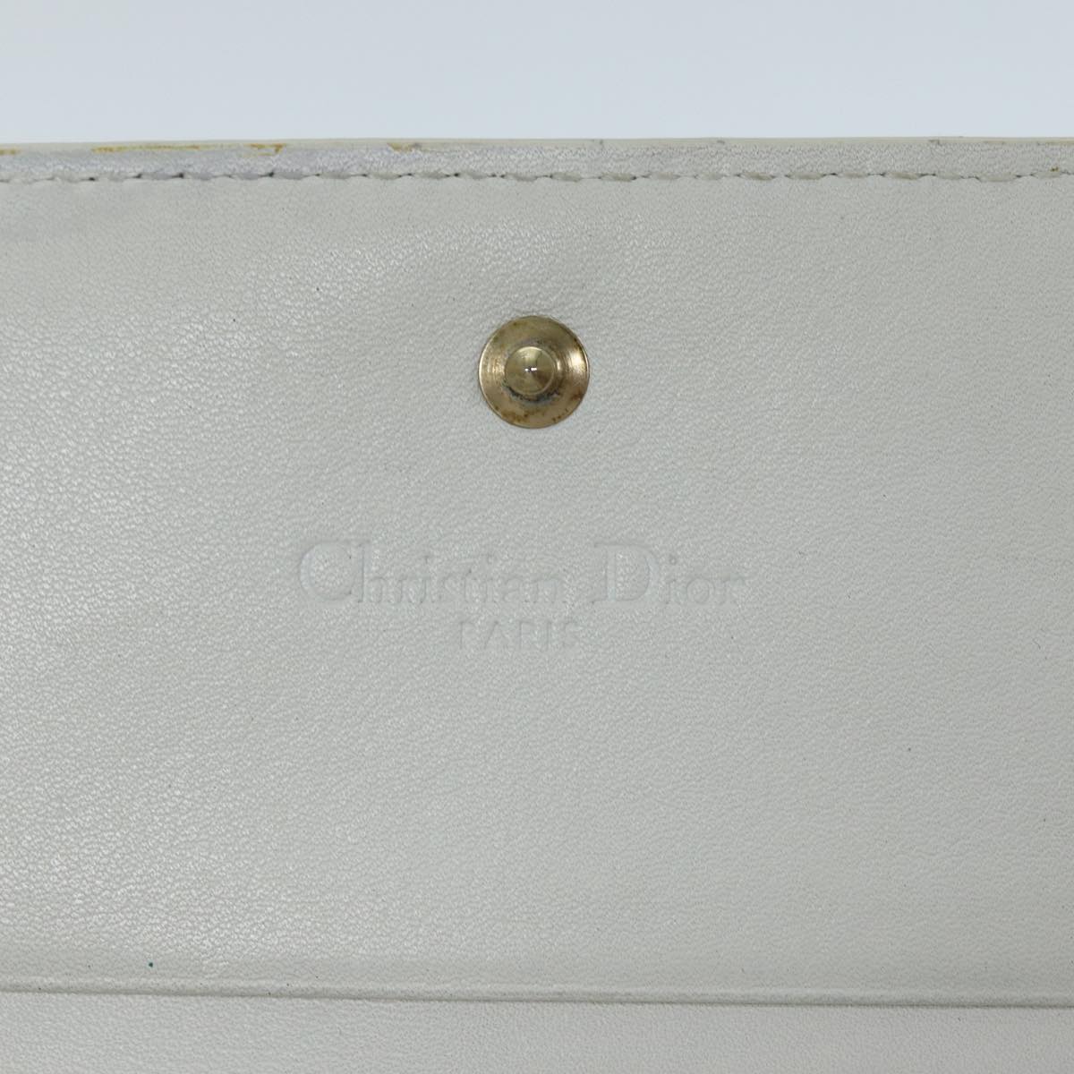 Christian Dior Lady Dior Canage Amur Bifold Wallet Lamb Skin White Auth hk1281