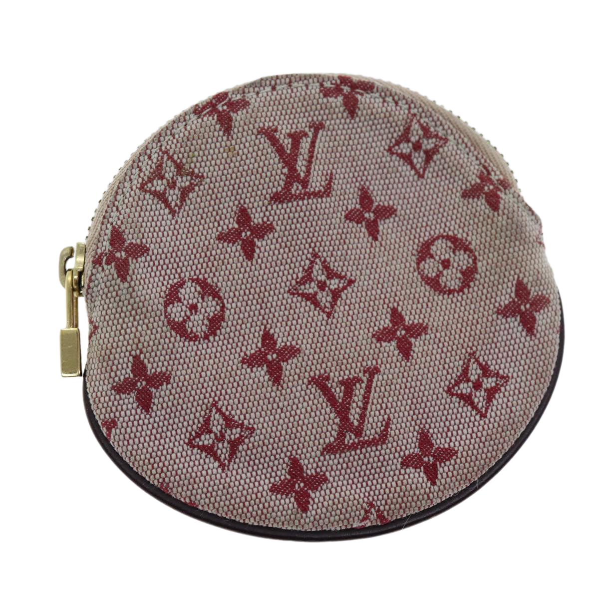 LOUIS VUITTON Monogram Mini Porte Monnaie Ron Coin Purse Red M92462 Auth hk1287