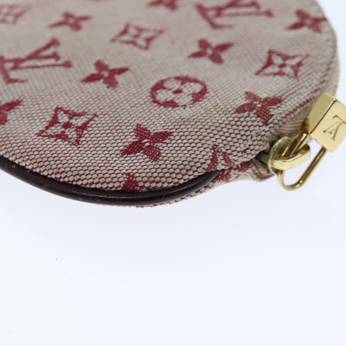 LOUIS VUITTON Monogram Mini Porte Monnaie Ron Coin Purse Red M92462 Auth hk1287