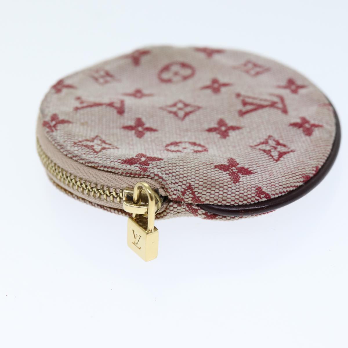 LOUIS VUITTON Monogram Mini Porte Monnaie Ron Coin Purse Red M92462 Auth hk1287