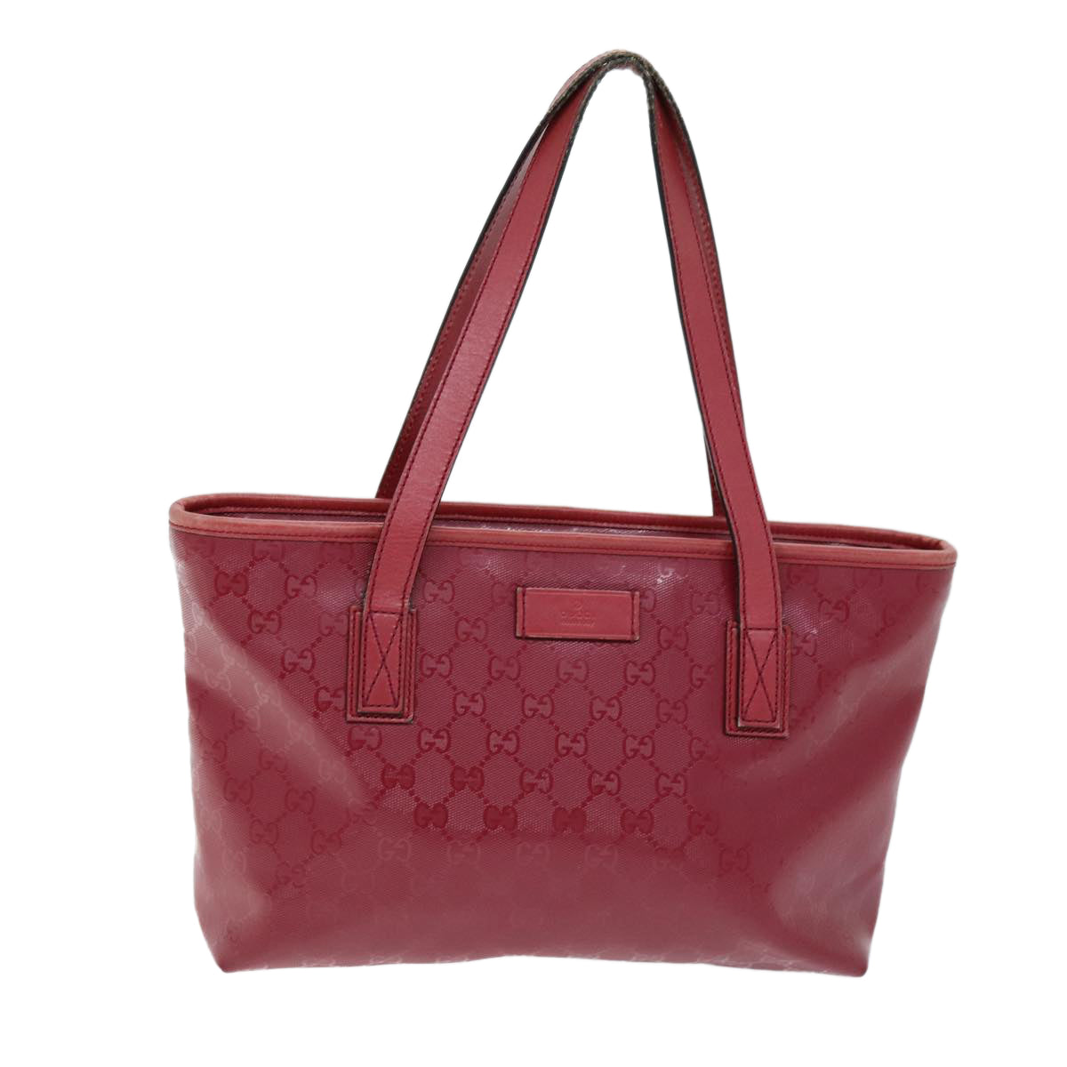 GUCCI GG Canvas Tote Bag Red 211138 Auth hk1291