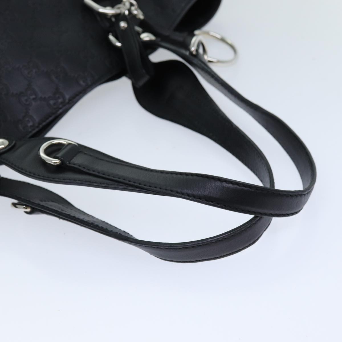 GUCCI GG Canvas Guccissima Horsebit Tote Bag Black 229852 Auth hk1292