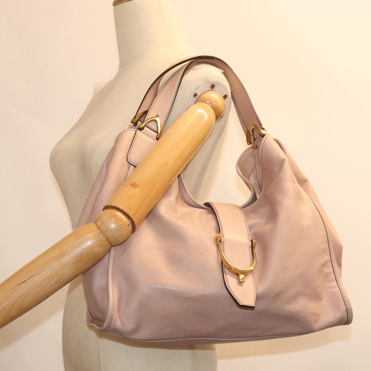 GUCCI Tote Bag Leather Pink 296856 Auth hk1293