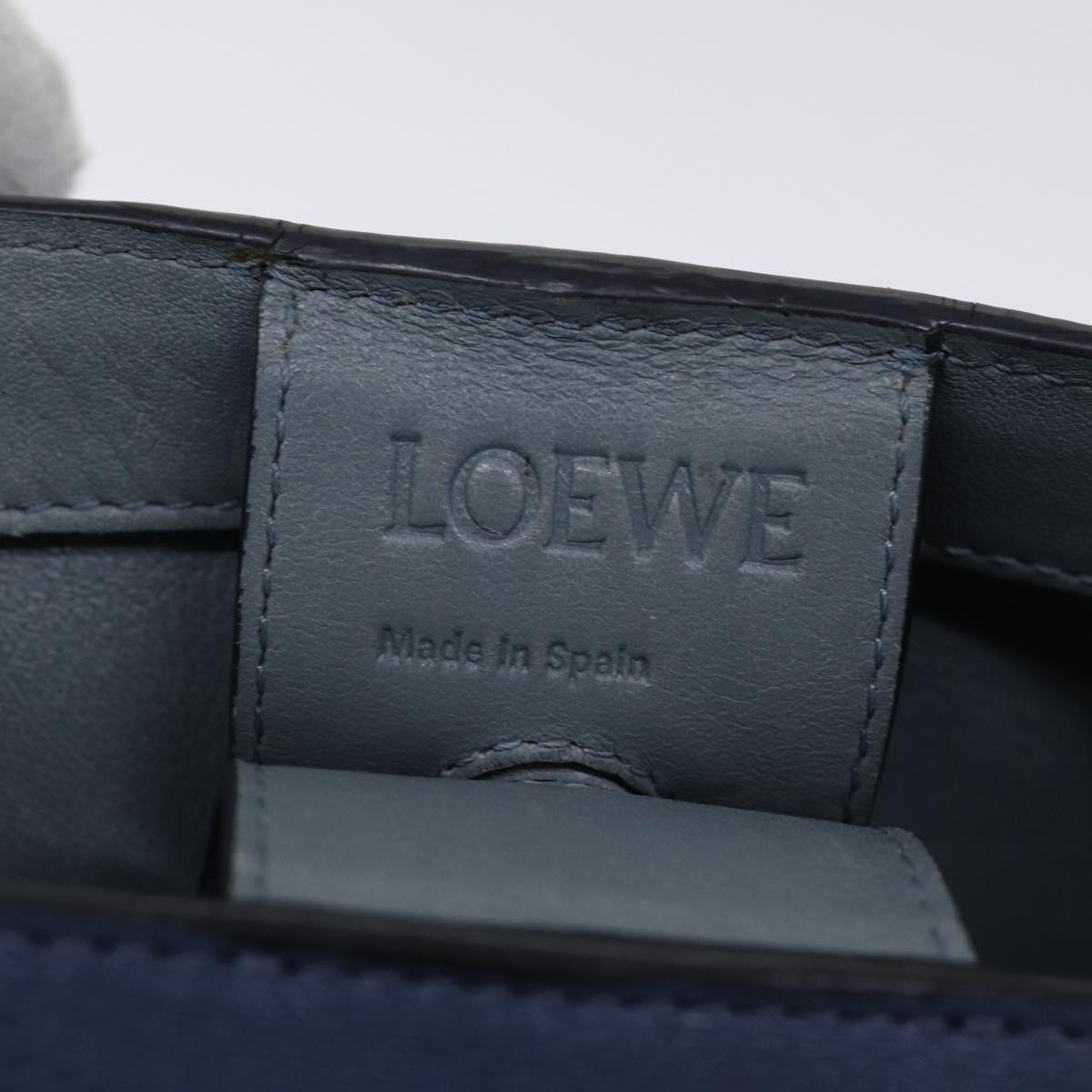 LOEWE Tote Bag Leather Blue Auth hk1302