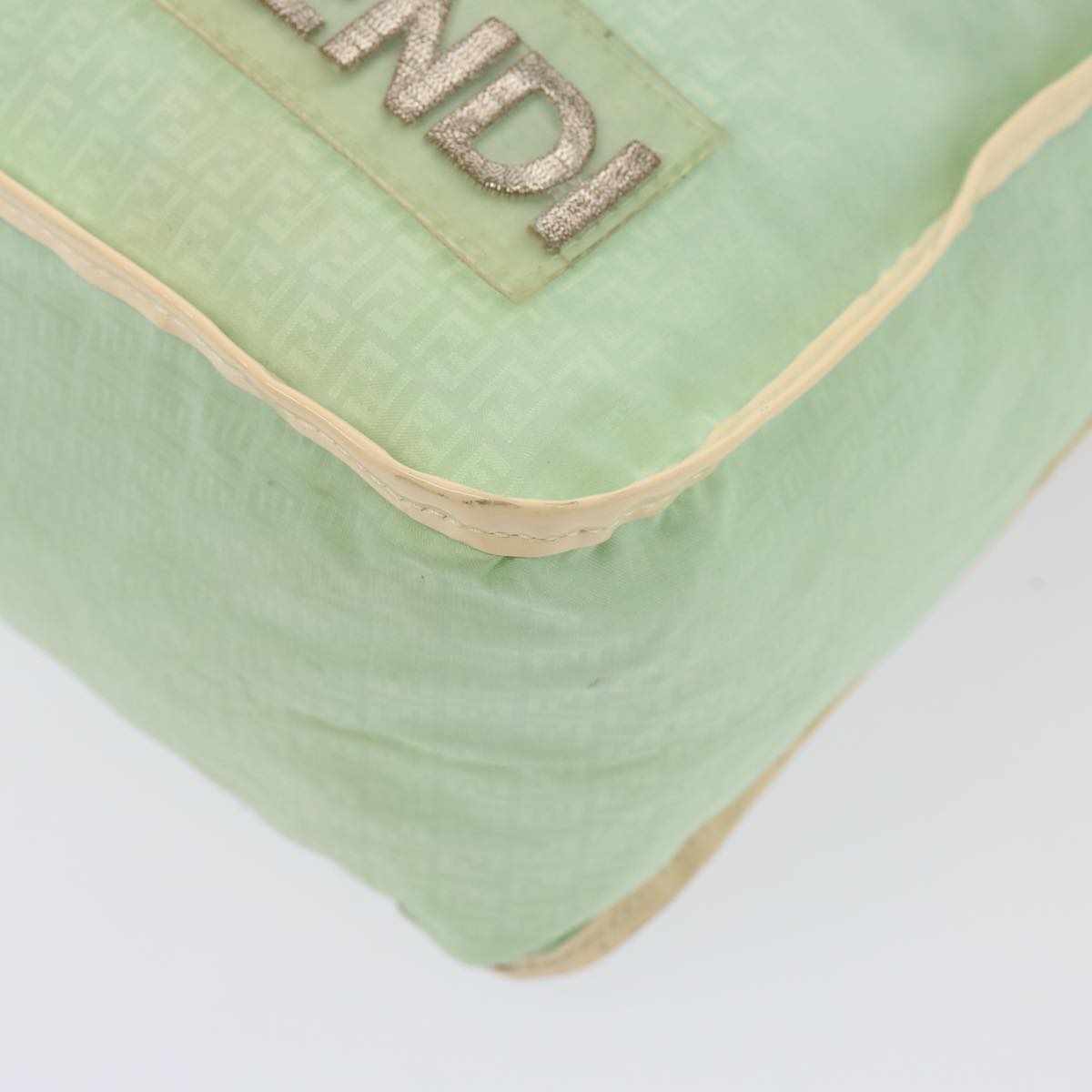 FENDI Zucchino Canvas Shoulder Bag Nylon Green Auth hk1304