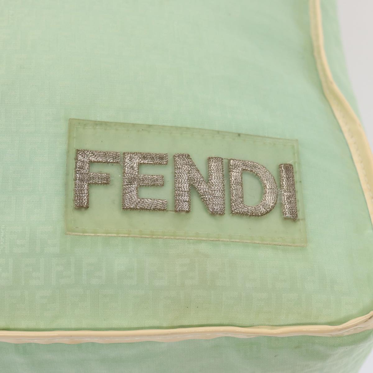 FENDI Zucchino Canvas Shoulder Bag Nylon Green Auth hk1304