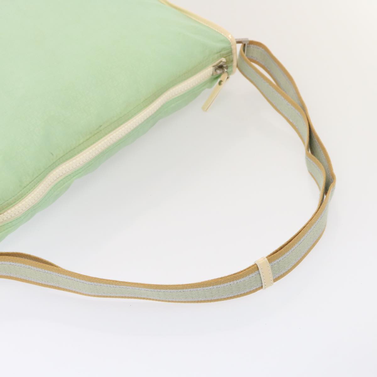 FENDI Zucchino Canvas Shoulder Bag Nylon Green Auth hk1304