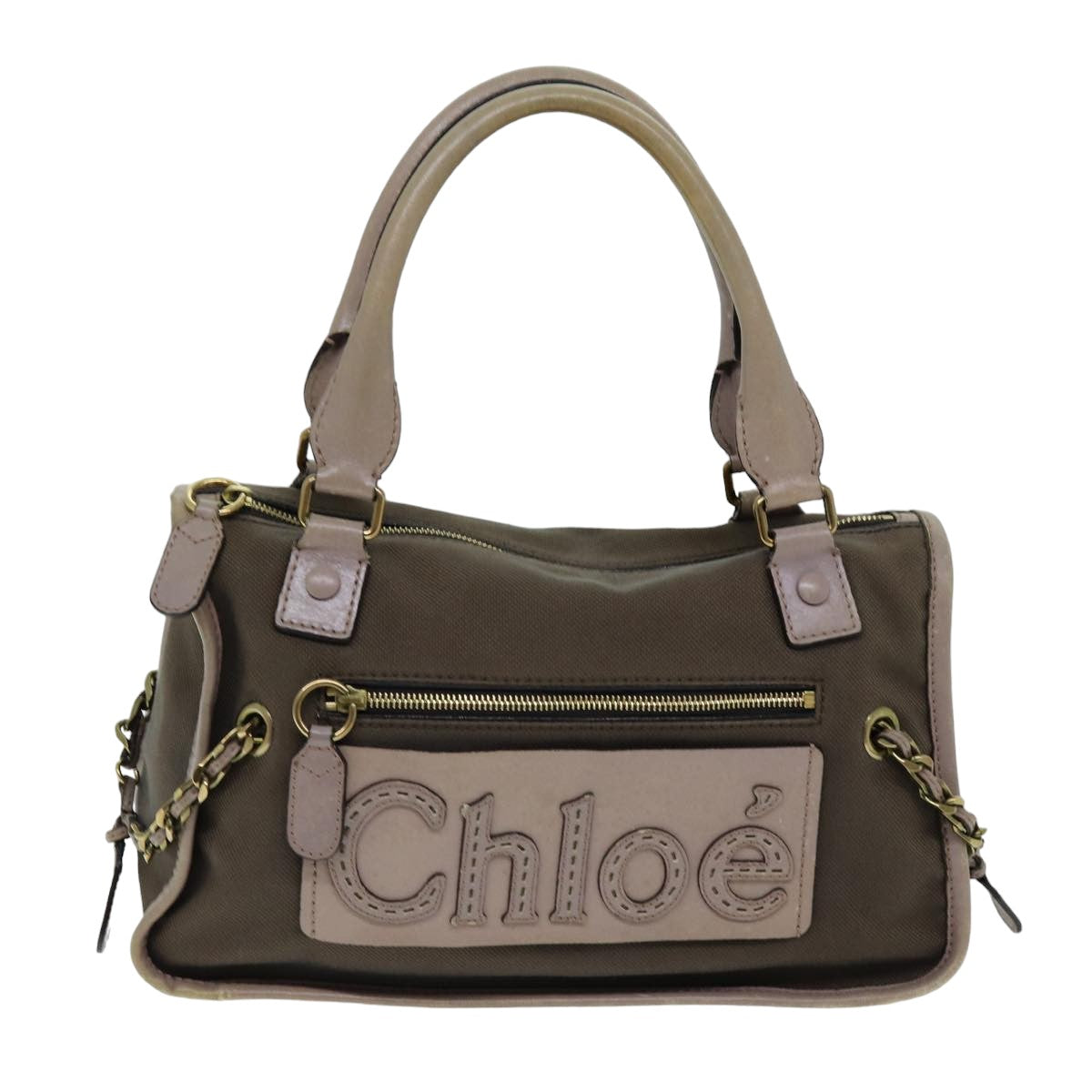 Chloe Harley Hand Bag Canvas Brown Auth hk1307