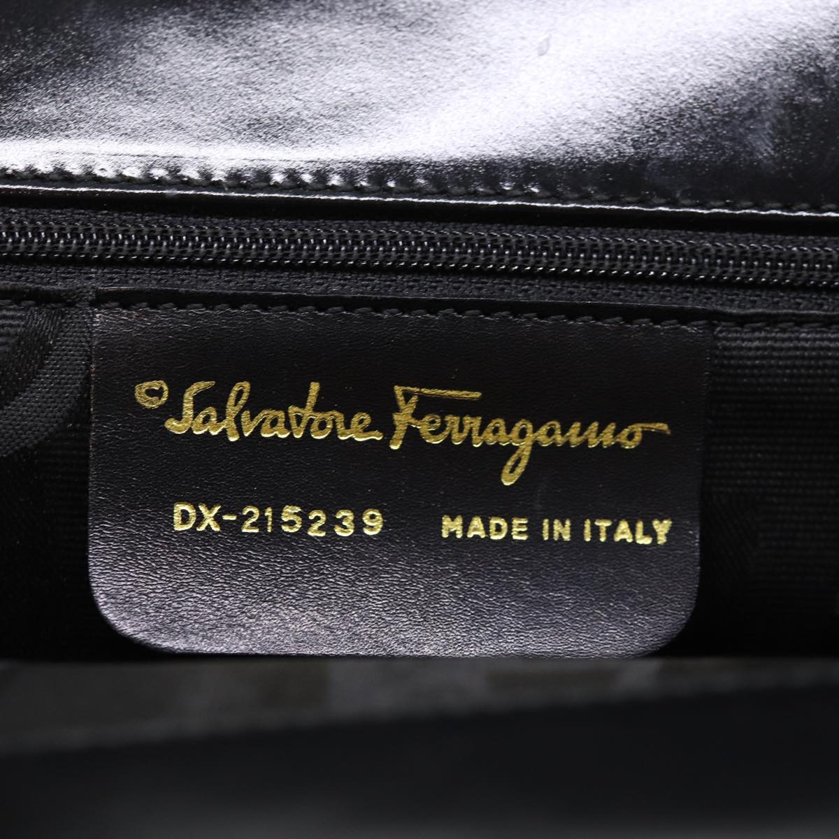 Salvatore Ferragamo Hand Bag Enamel 2way Black Auth hk1309