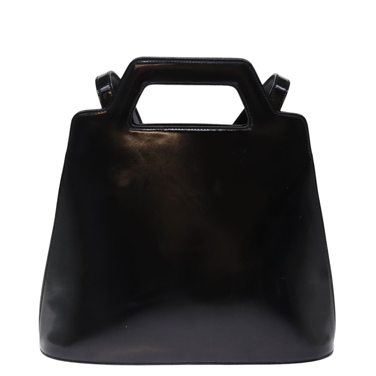 Salvatore Ferragamo Hand Bag Enamel 2way Black Auth hk1309 - 0