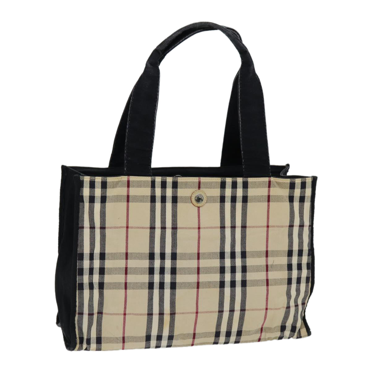 BURBERRY Nova Check Tote Bag Canvas Beige Auth hk1313