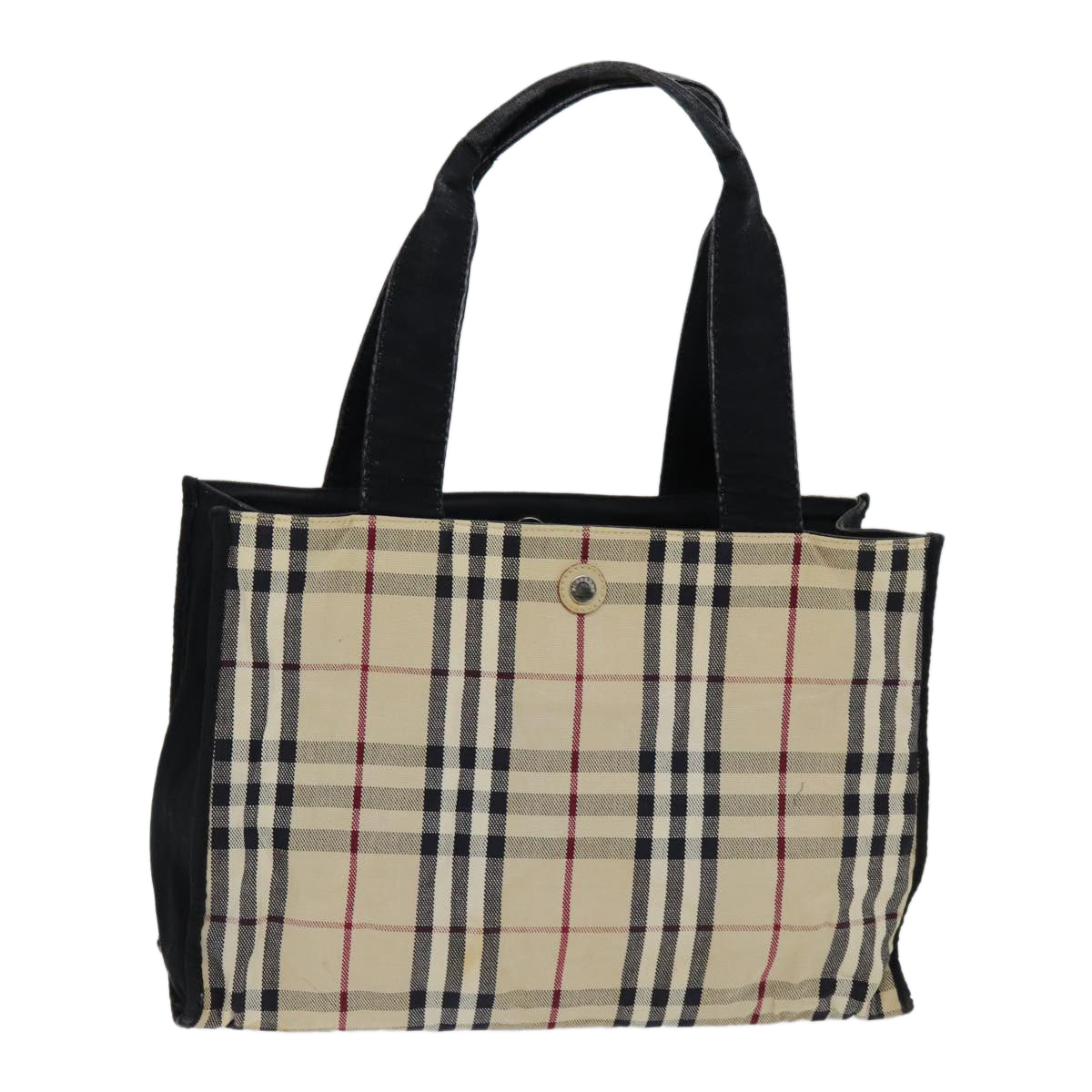 BURBERRY Nova Check Tote Bag Canvas Beige Auth hk1313