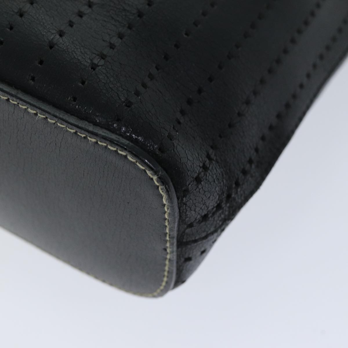 PRADA Hand Bag Leather Black Auth hk1316