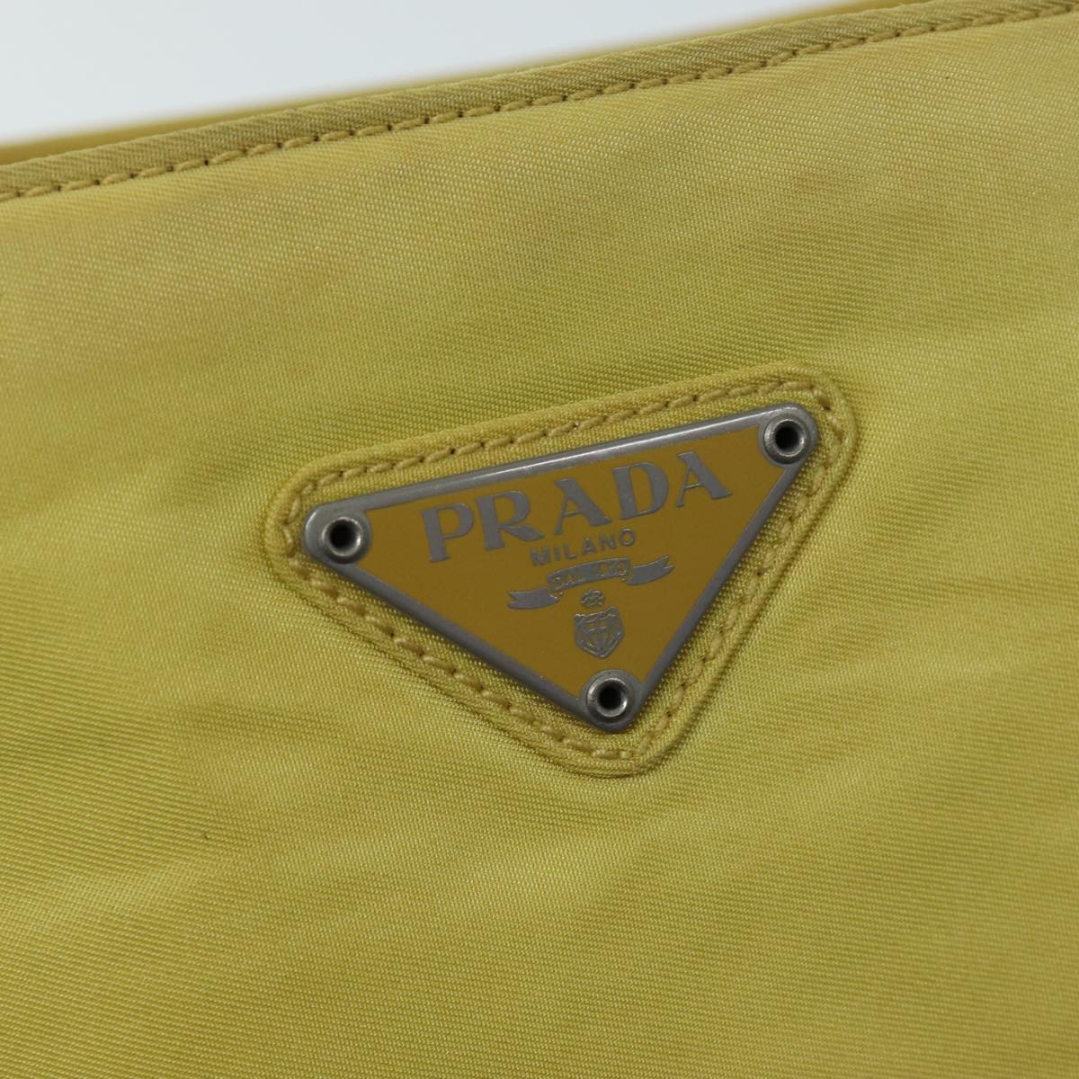 PRADA Hand Bag Nylon Yellow Auth hk1317