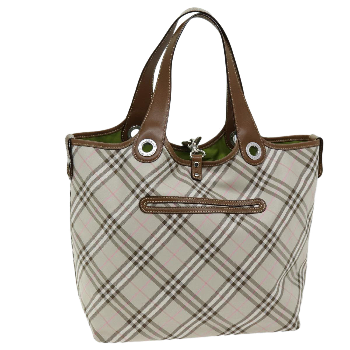 BURBERRY Nova Check Reversible Tote Bag Nylon Beige Auth hk1321