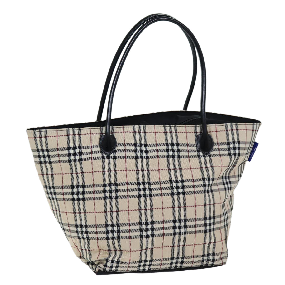 BURBERRY Nova Check Blue Label Tote Bag Nylon Beige Auth hk1322