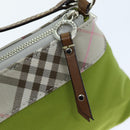 BURBERRY Nova Check Accessory Pouch Nylon Beige Green Auth hk1323-10