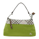 BURBERRY Nova Check Accessory Pouch Nylon Beige Green Auth hk1323-13