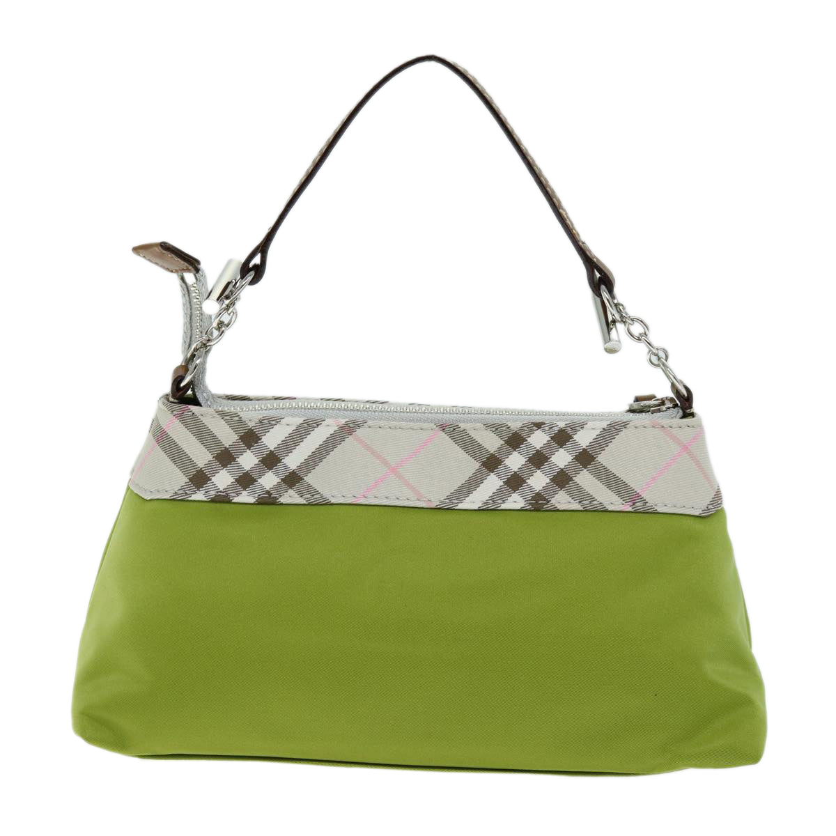 BURBERRY Nova Check Accessory Pouch Nylon Beige Green Auth hk1323 - 0