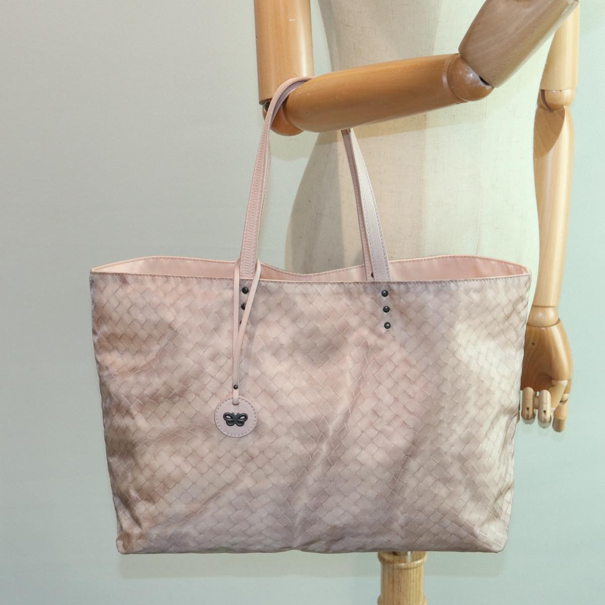 BOTTEGA VENETA Tote Bag Nylon Pink Auth hk1382