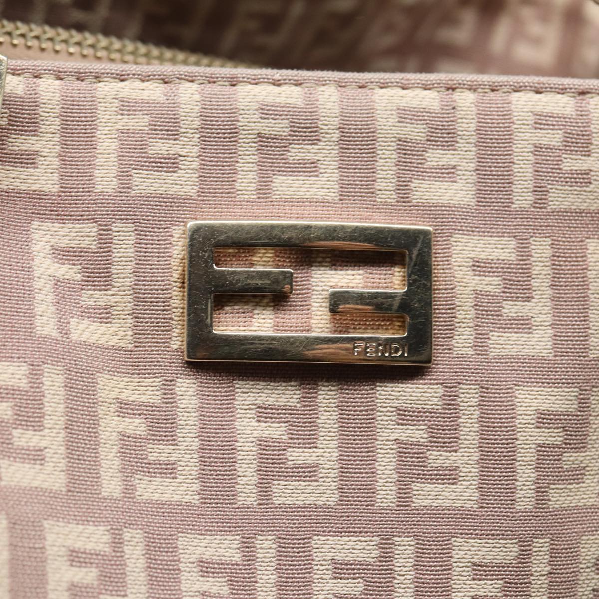 FENDI Zucchino Canvas Hand Bag Pink Auth hk1386