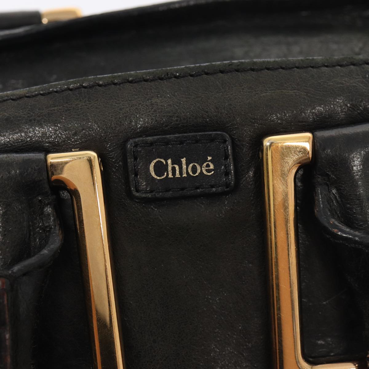 Chloe Etel Hand Bag Leather 2way Black Auth hk1396