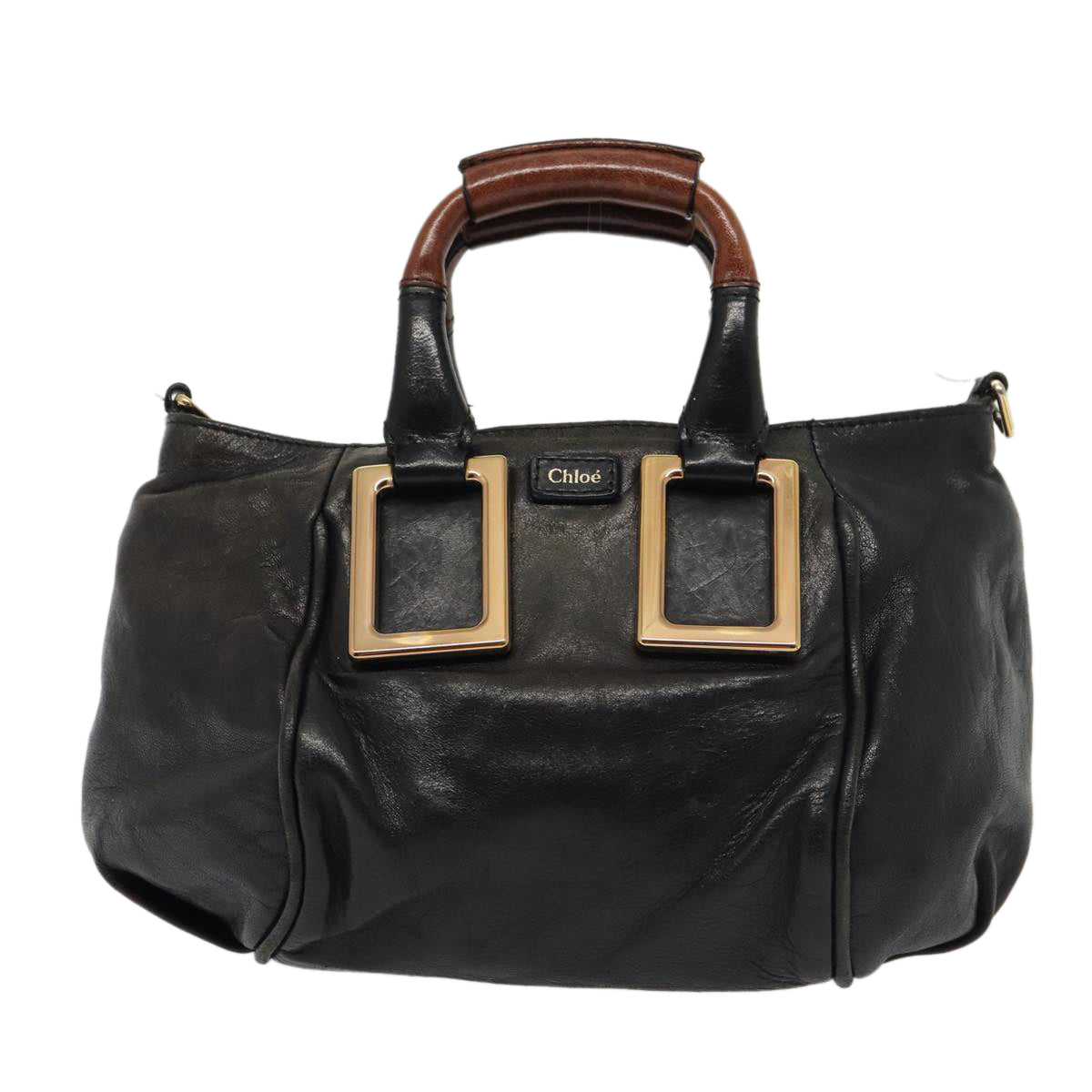 Chloe Etel Hand Bag Leather 2way Black Auth hk1396 - 0