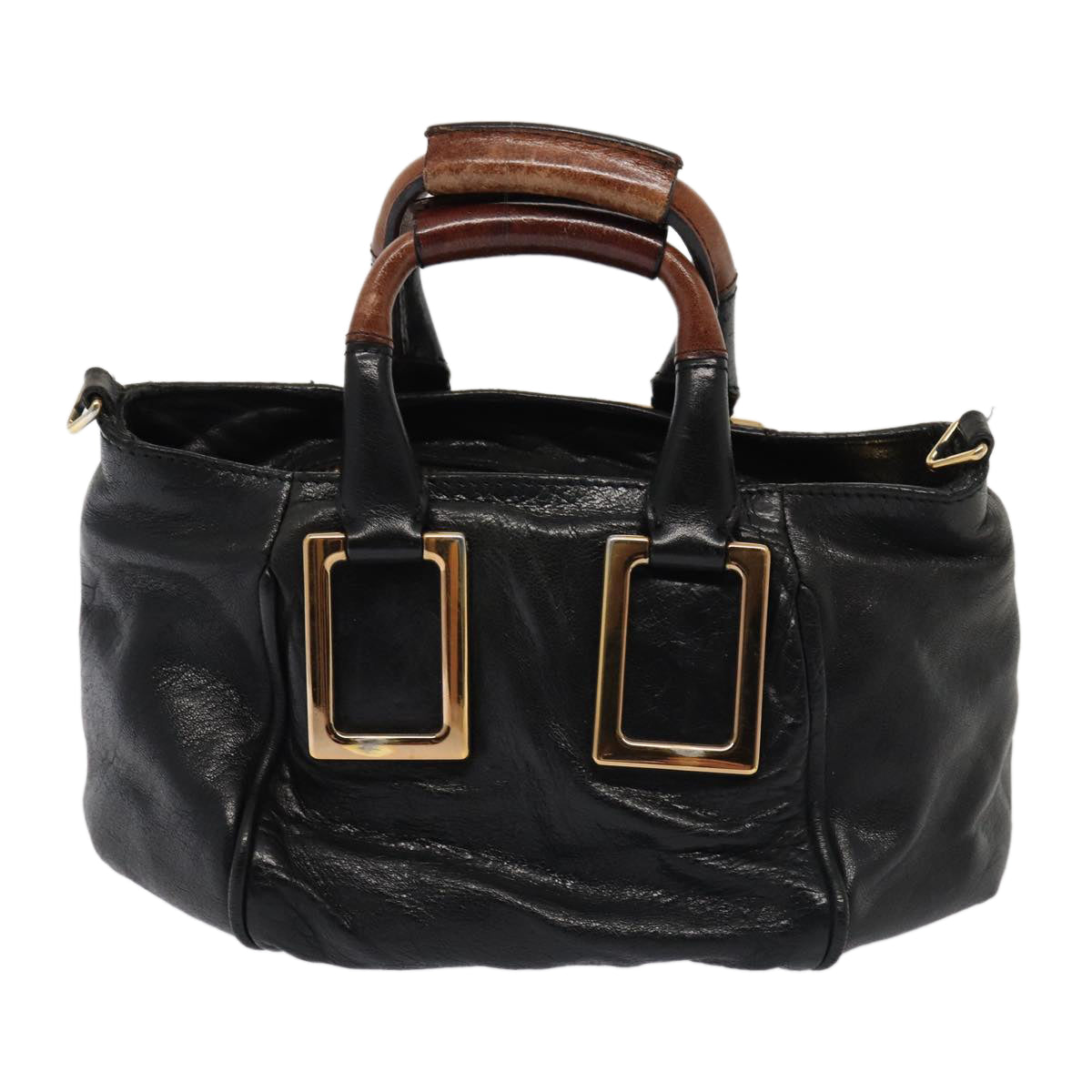 Chloe Etel Hand Bag Leather 2way Black Auth hk1396