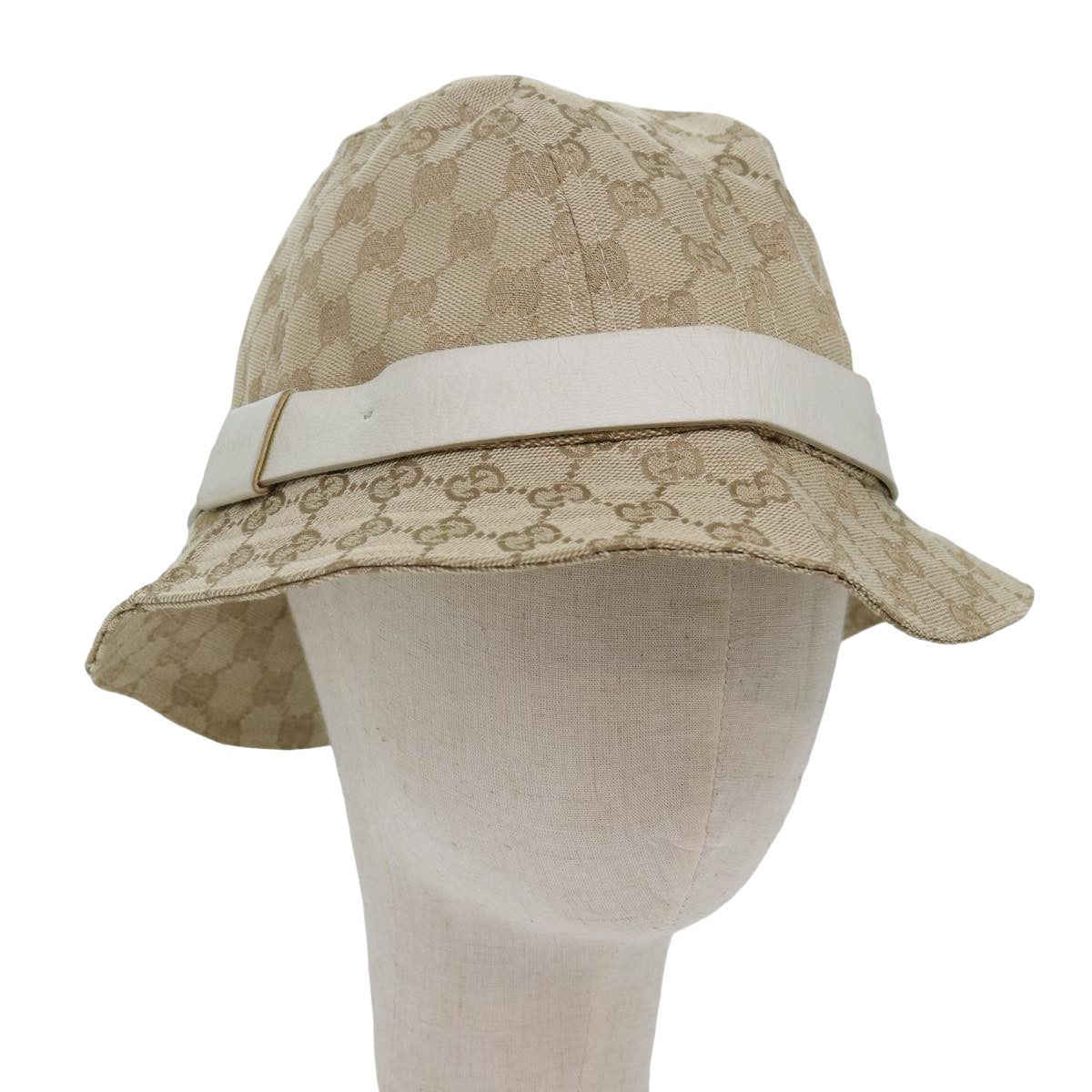 GUCCI GG Canvas Hat XL Beige Auth hk1407