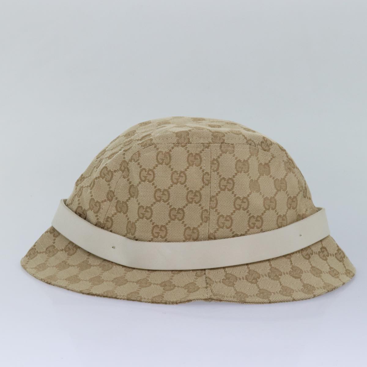 GUCCI GG Canvas Hat XL Beige Auth hk1407