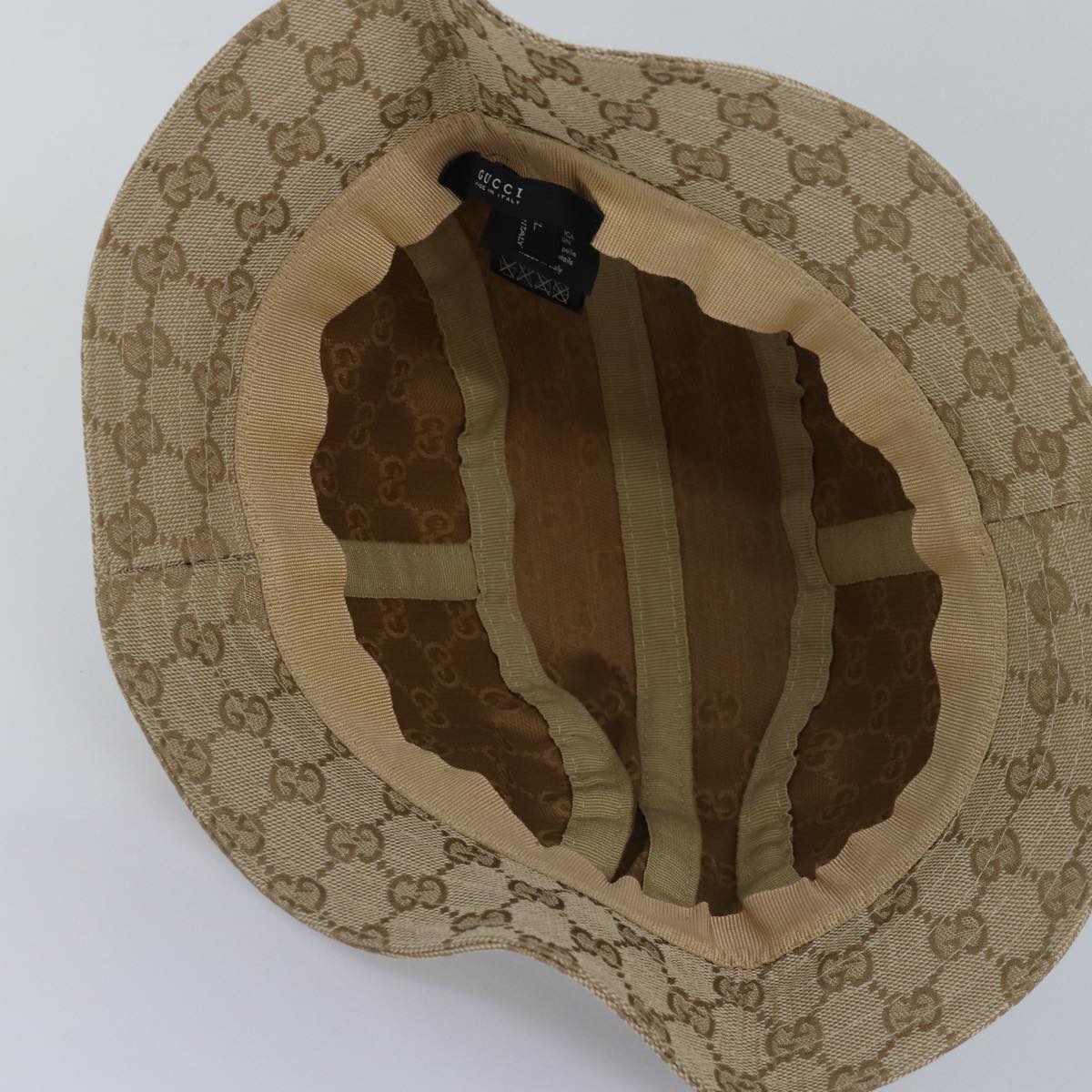 GUCCI GG Canvas Hat XL Beige Auth hk1407