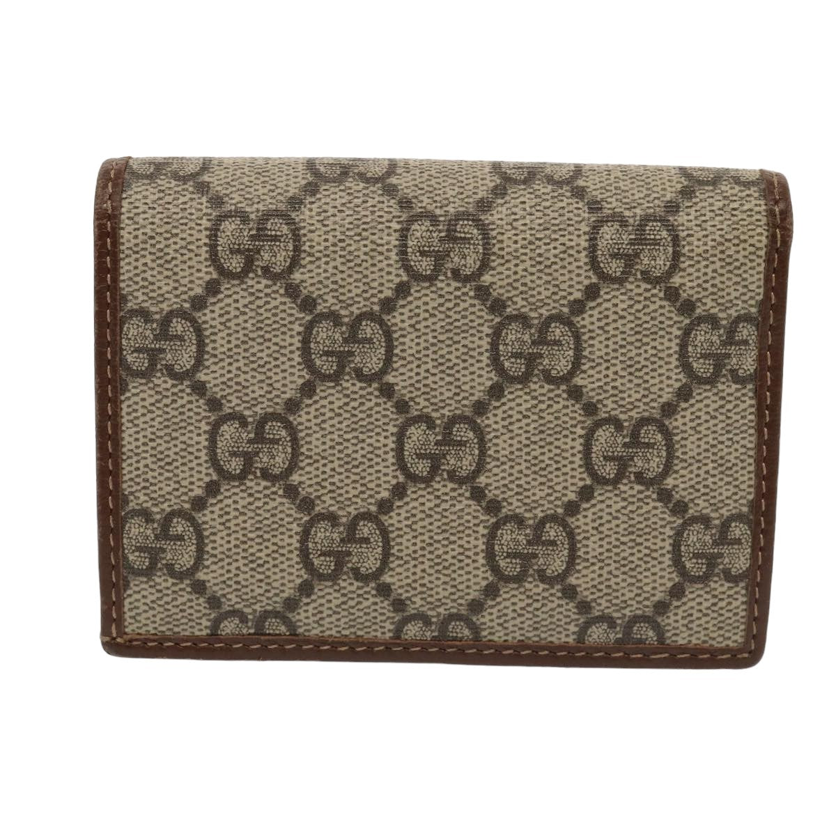 GUCCI Horsebit GG Supreme Compact Wallet PVC Beige 621887 Auth hk1408 - 0