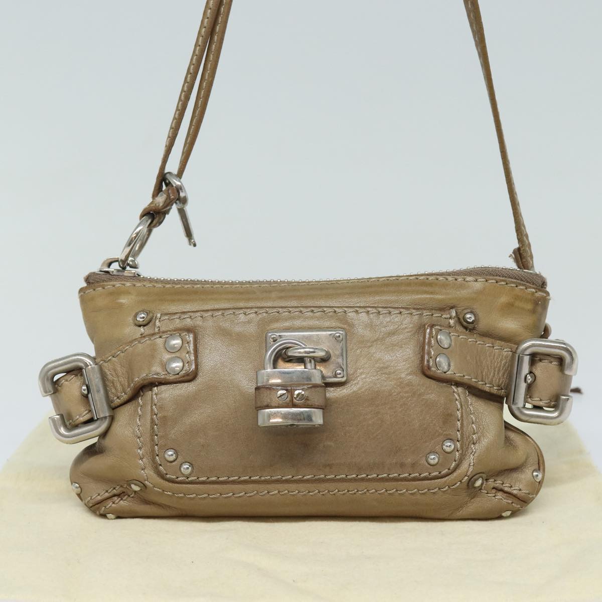 Chloe Shoulder Bag Leather Brown Auth hk1411