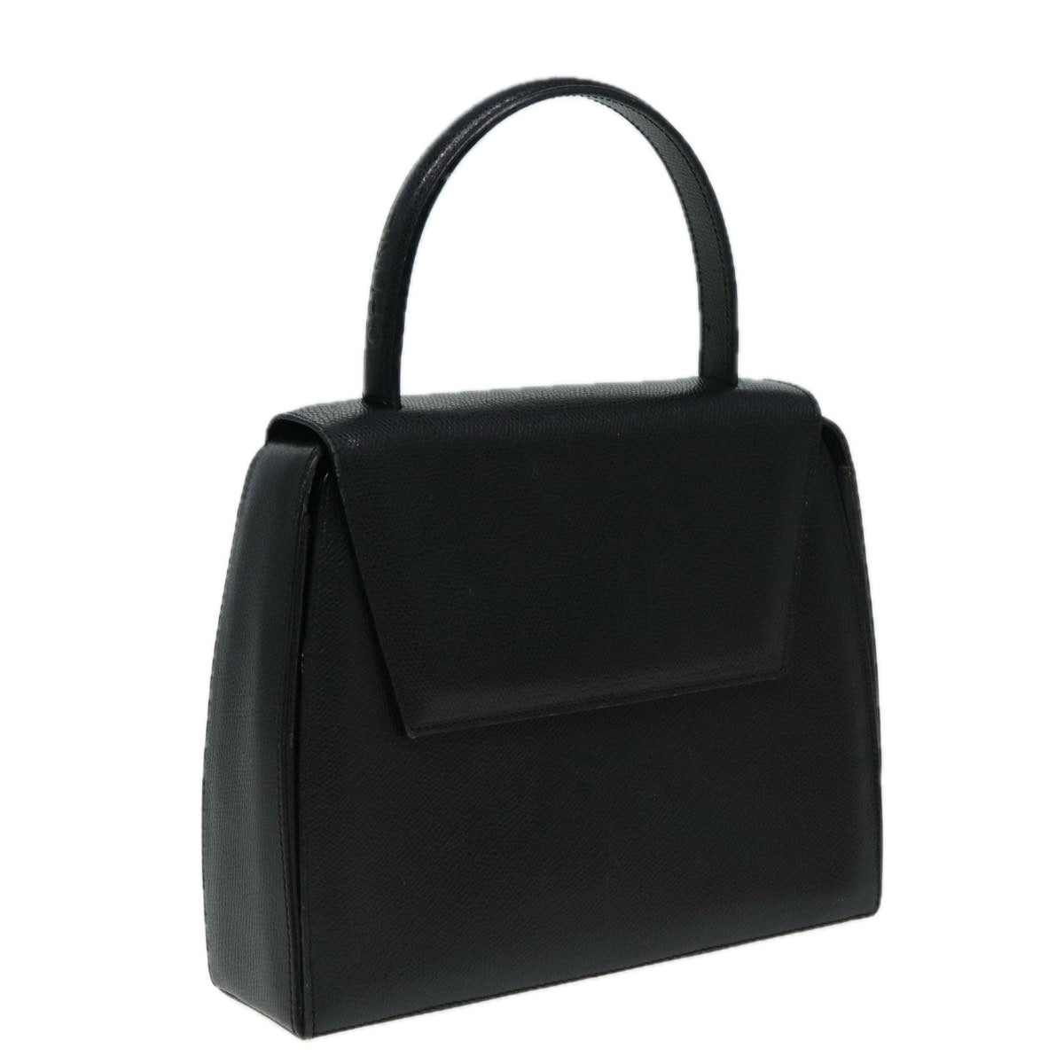 CELINE Hand Bag Leather Black Auth hk1413