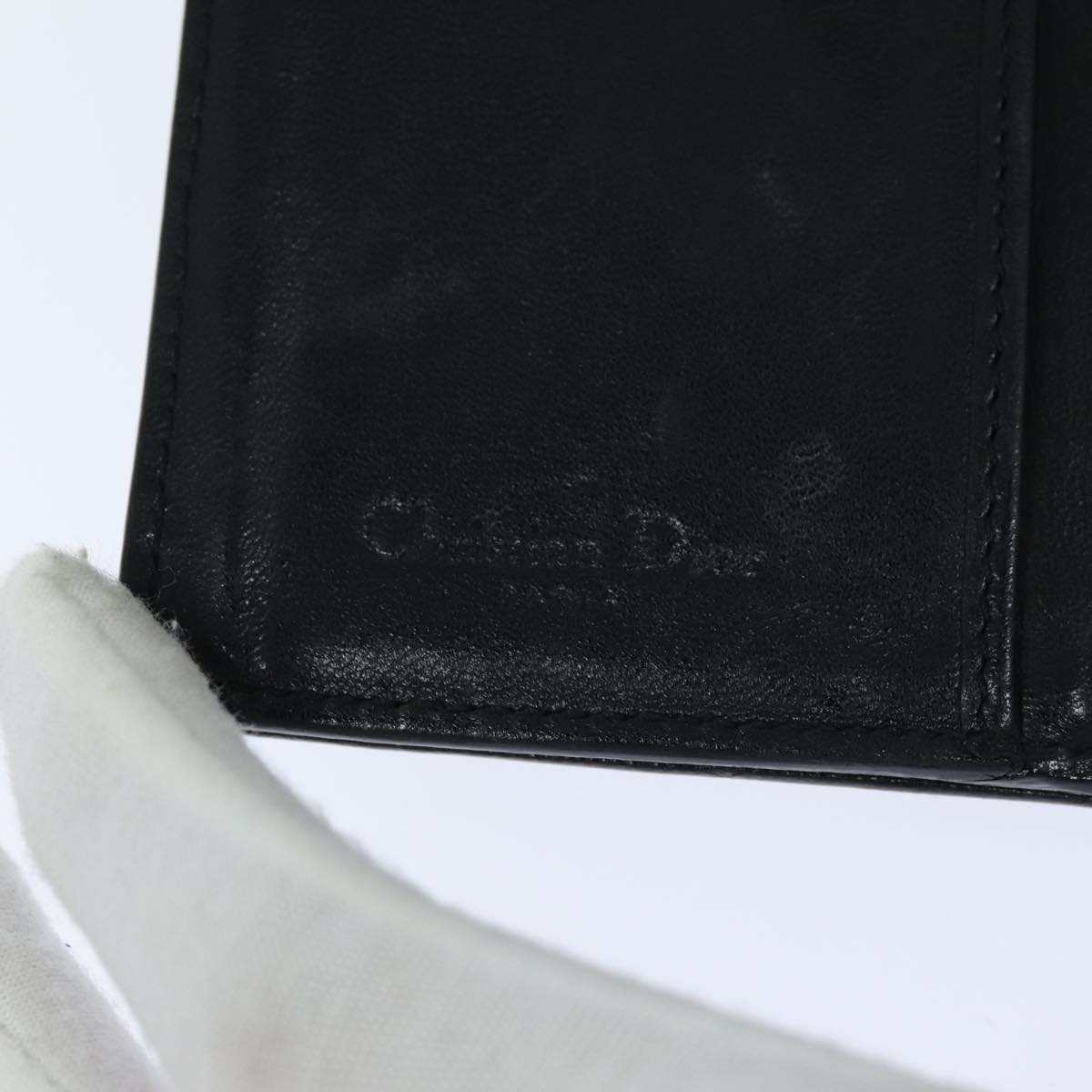 Christian Dior Lady Dior Canage Wallet Lamb Skin Black Auth hk1418