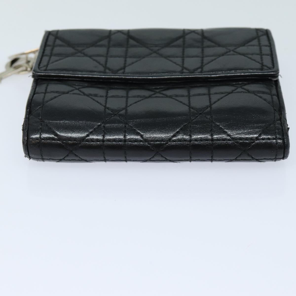 Christian Dior Lady Dior Canage Wallet Lamb Skin Black Auth hk1418