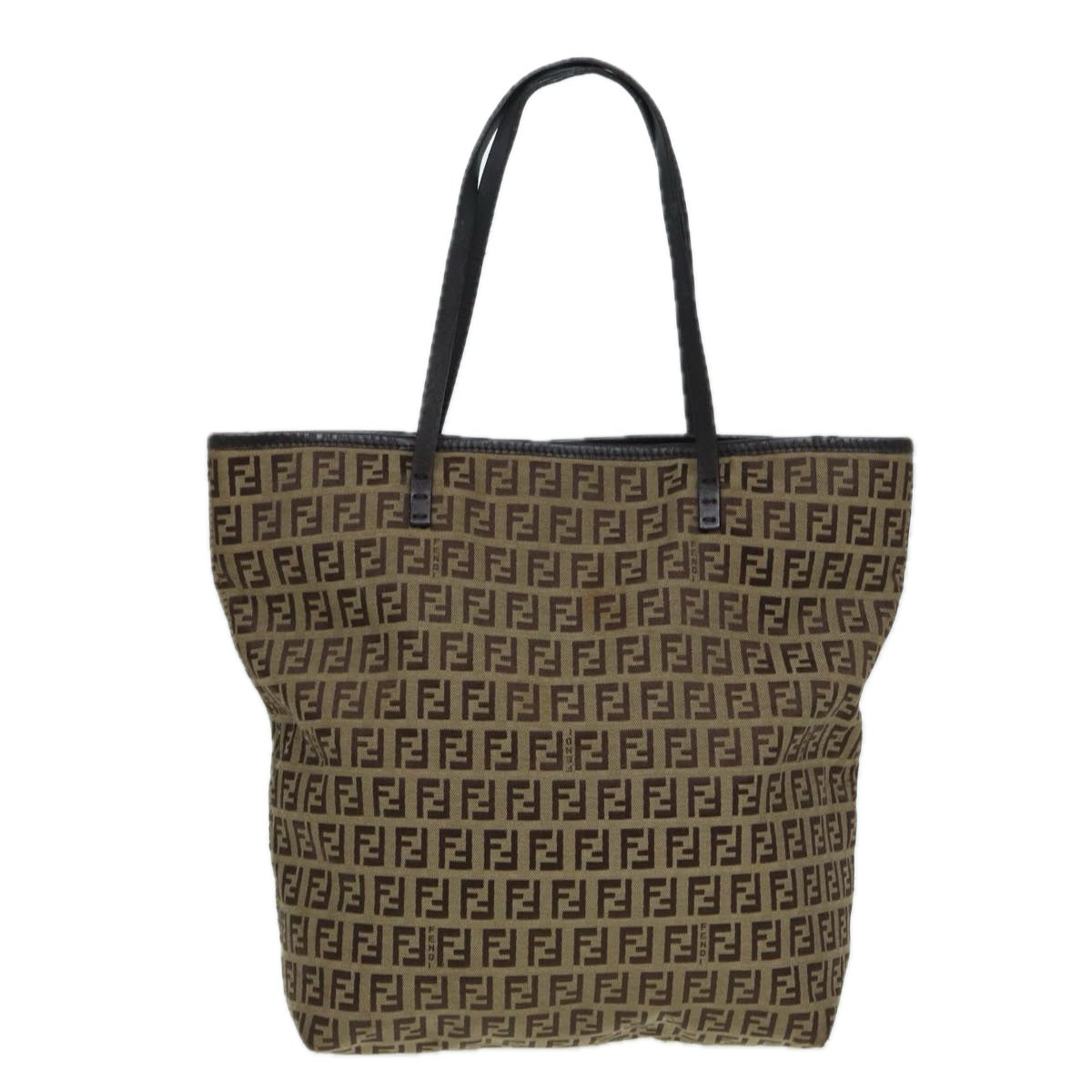 FENDI Zucchino Canvas Tote Bag Beige Auth hk1424 - 0