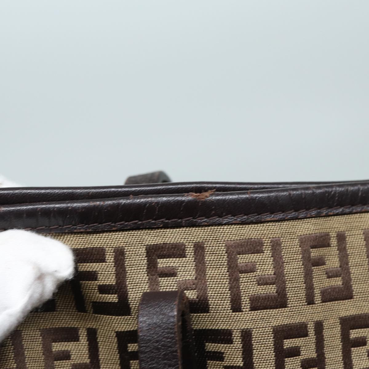 FENDI Zucchino Canvas Tote Bag Beige Auth hk1424