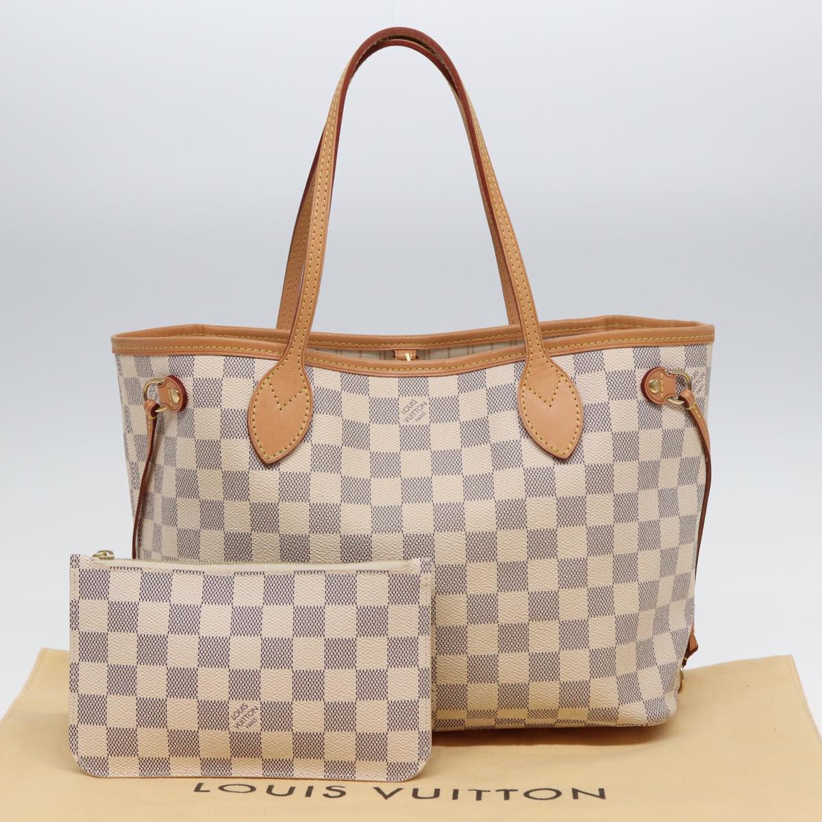 LOUIS VUITTON Damier Azur Neverfull PM Tote Bag N41362 LV Auth hk1426A