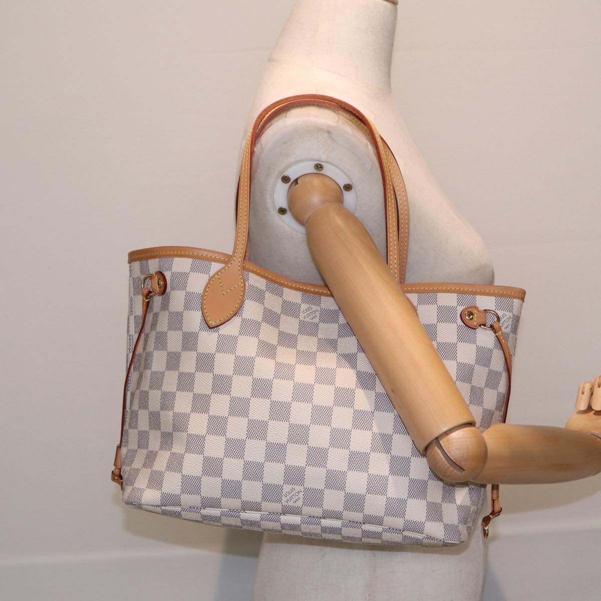 LOUIS VUITTON Damier Azur Neverfull PM Tote Bag N41362 LV Auth hk1426A