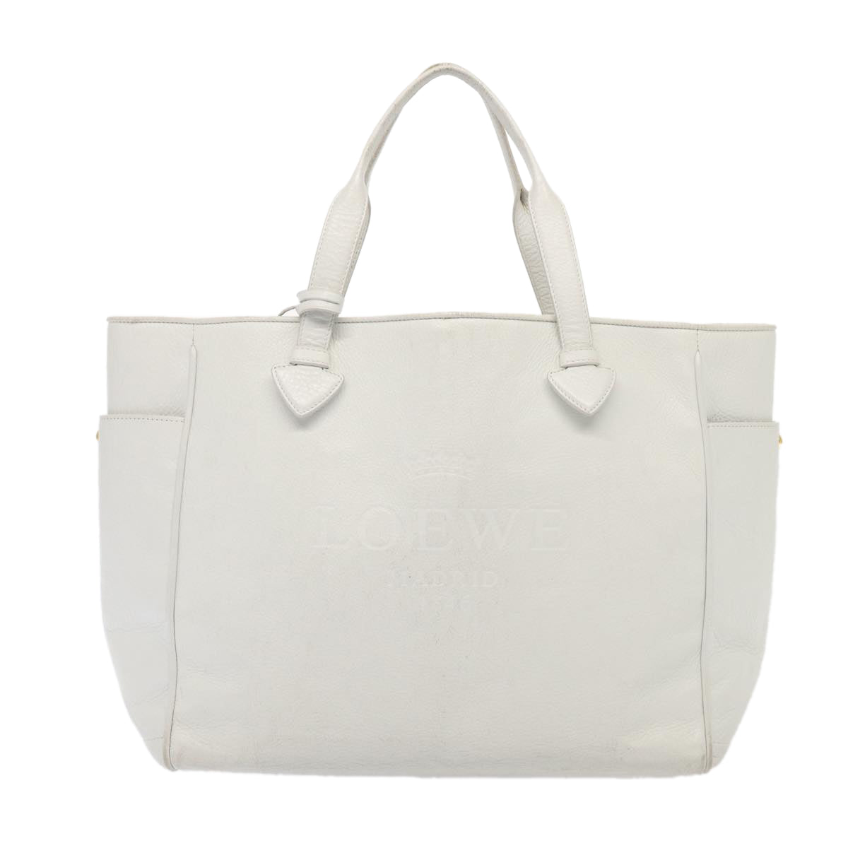 LOEWE Heritage Tote Bag Leather White Auth hk1427