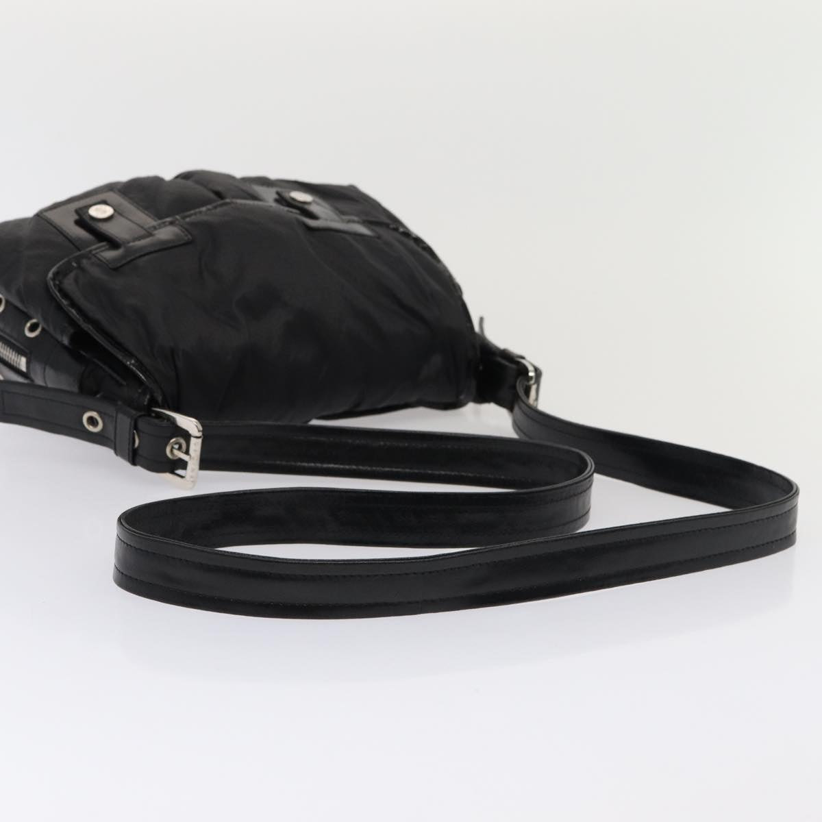 CELINE Shoulder Bag Nylon Black Auth hk1440