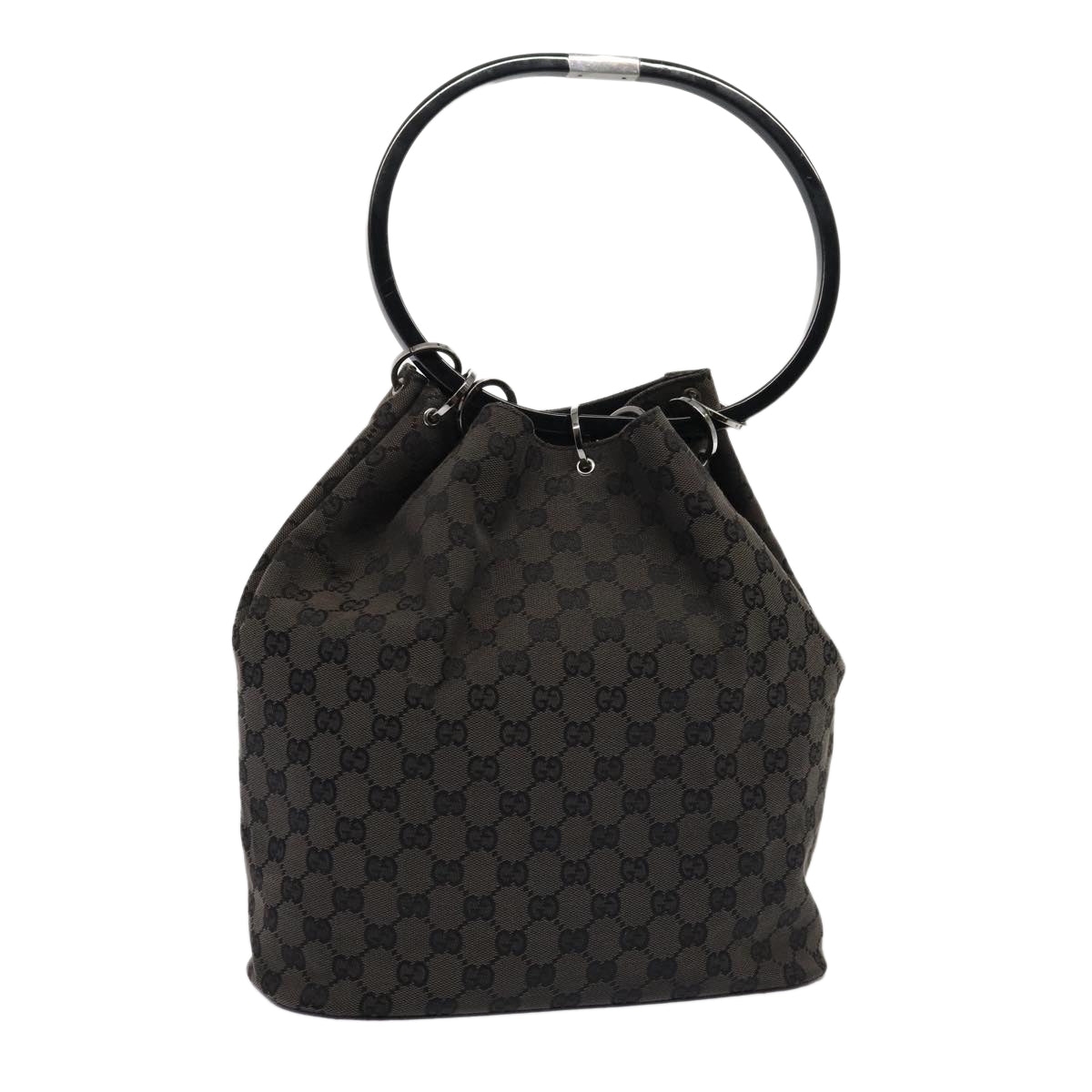 GUCCI GG Canvas Hand Bag Black 001 3738 Auth hk1441