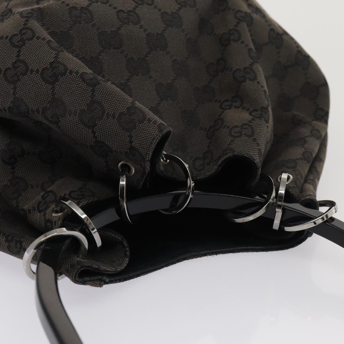 GUCCI GG Canvas Hand Bag Black 001 3738 Auth hk1441