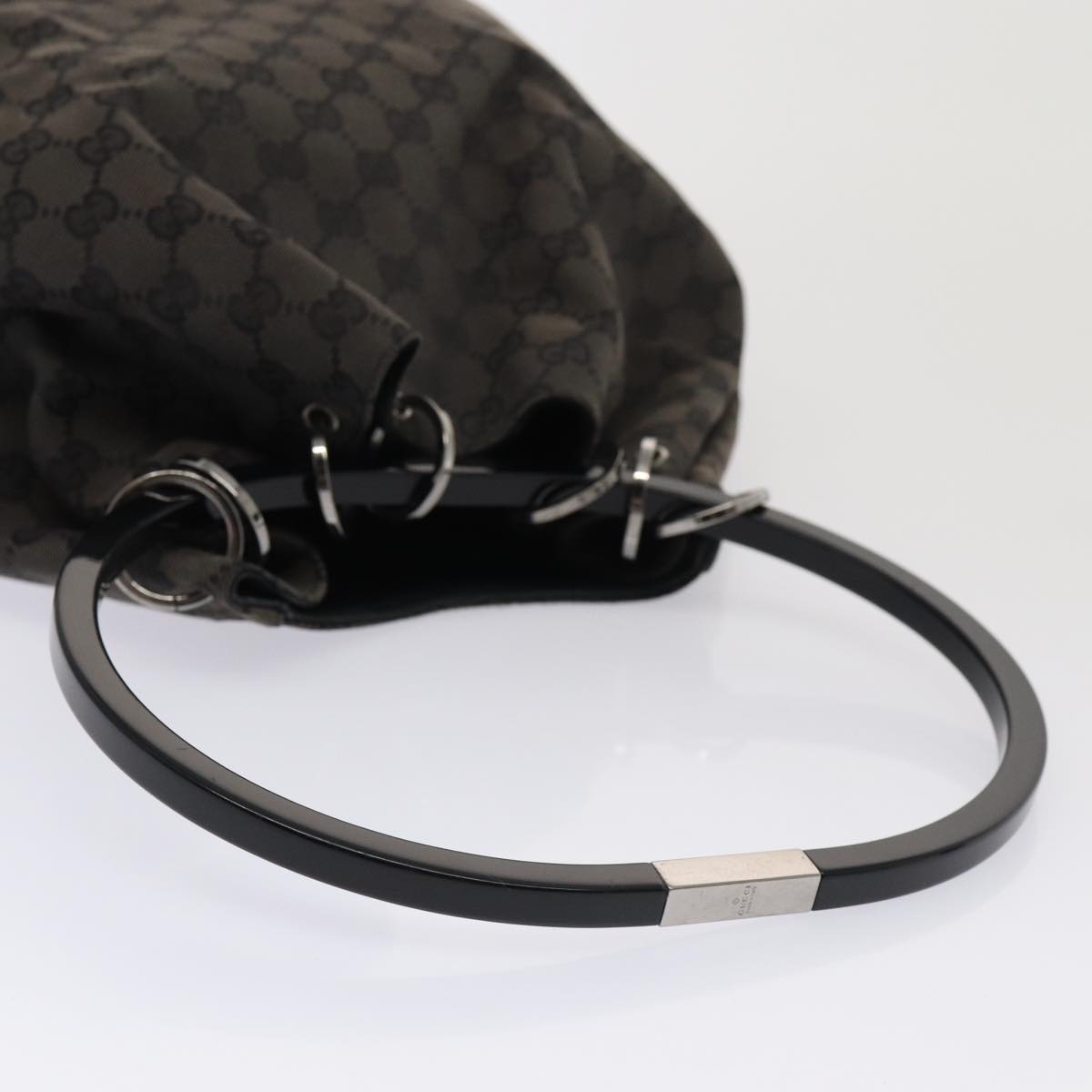 GUCCI GG Canvas Hand Bag Black 001 3738 Auth hk1441