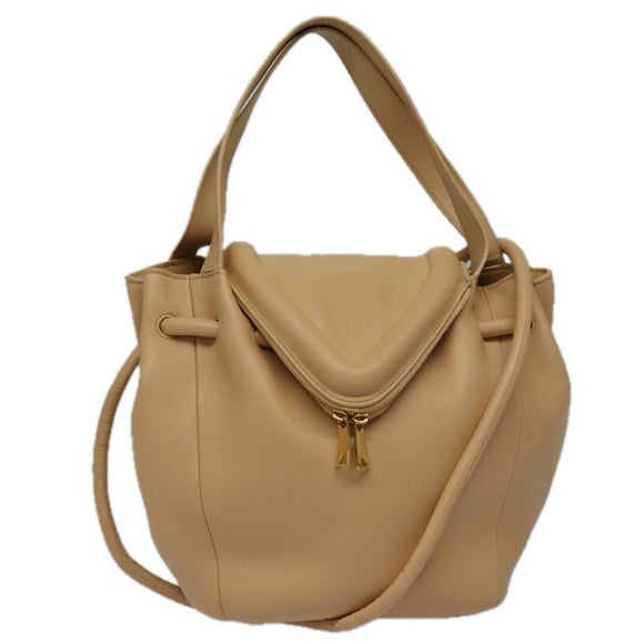 BOTTEGA VENETA Hand Bag Leather 2way Beige Auth hk1443V