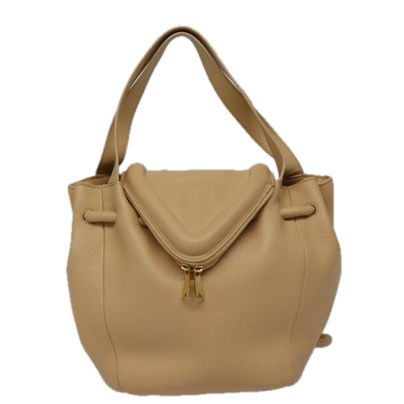 BOTTEGA VENETA Hand Bag Leather 2way Beige Auth hk1443V