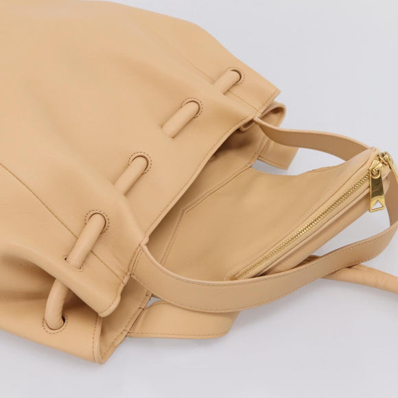 BOTTEGA VENETA Handtasche Leder 2-Wege Beige Auth hk1443V