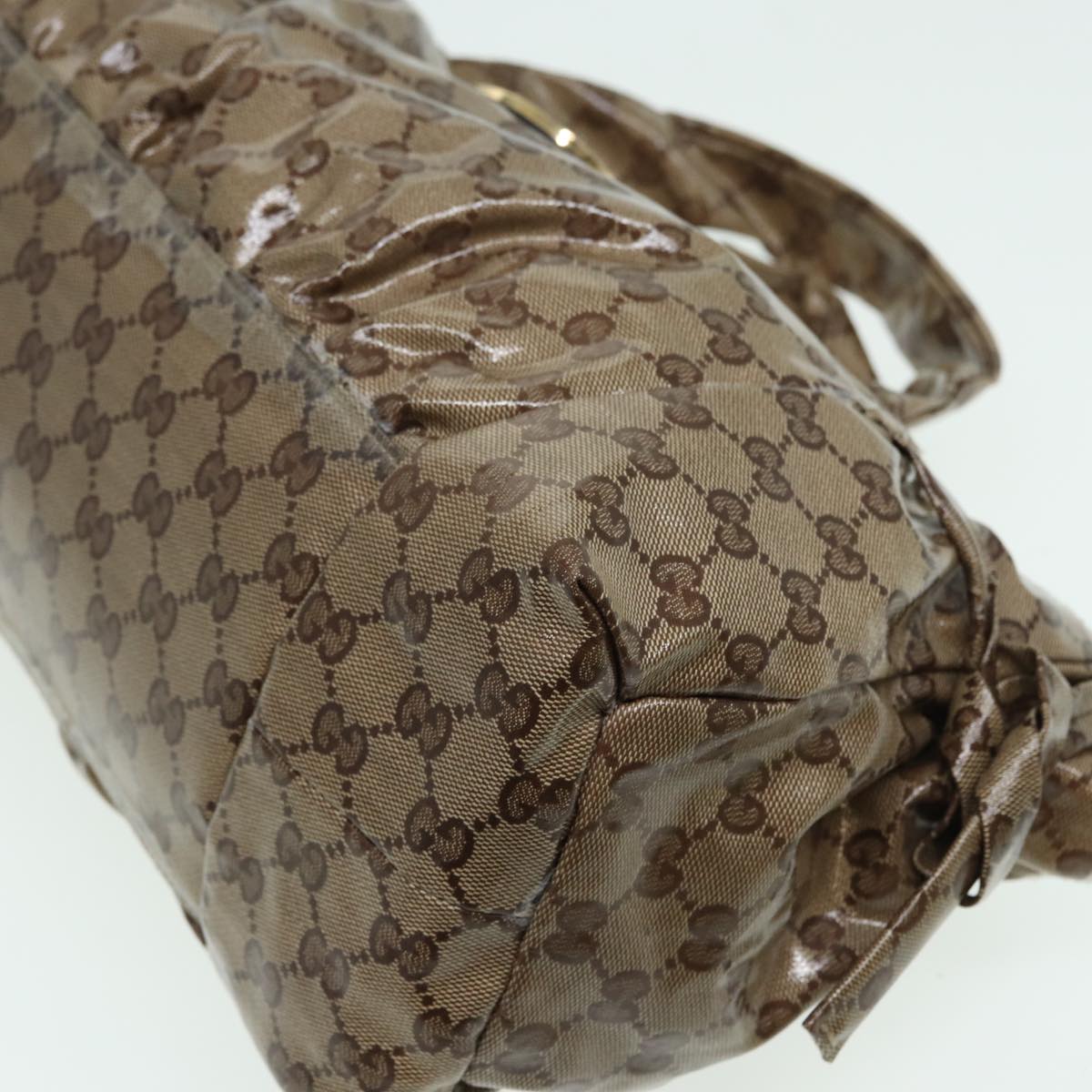 GUCCI GG Crystal Hand Bag Beige 197020 Auth hk1447